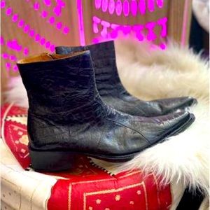 Men’s Black Croc Leather Dress Boot